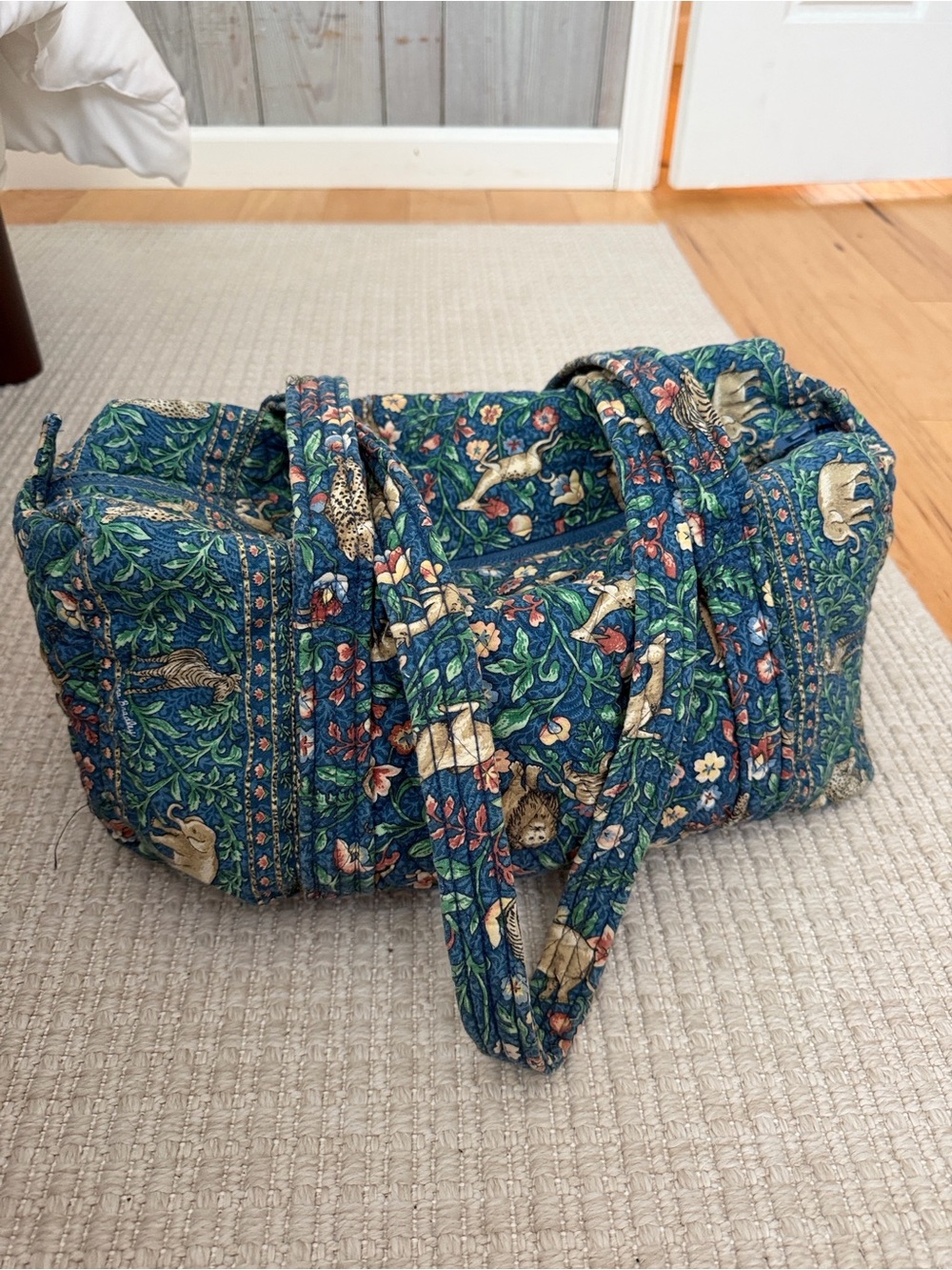 Vera Bradley Retired Quilted Small Duffle Bag Blue Green Animal Print
12x8